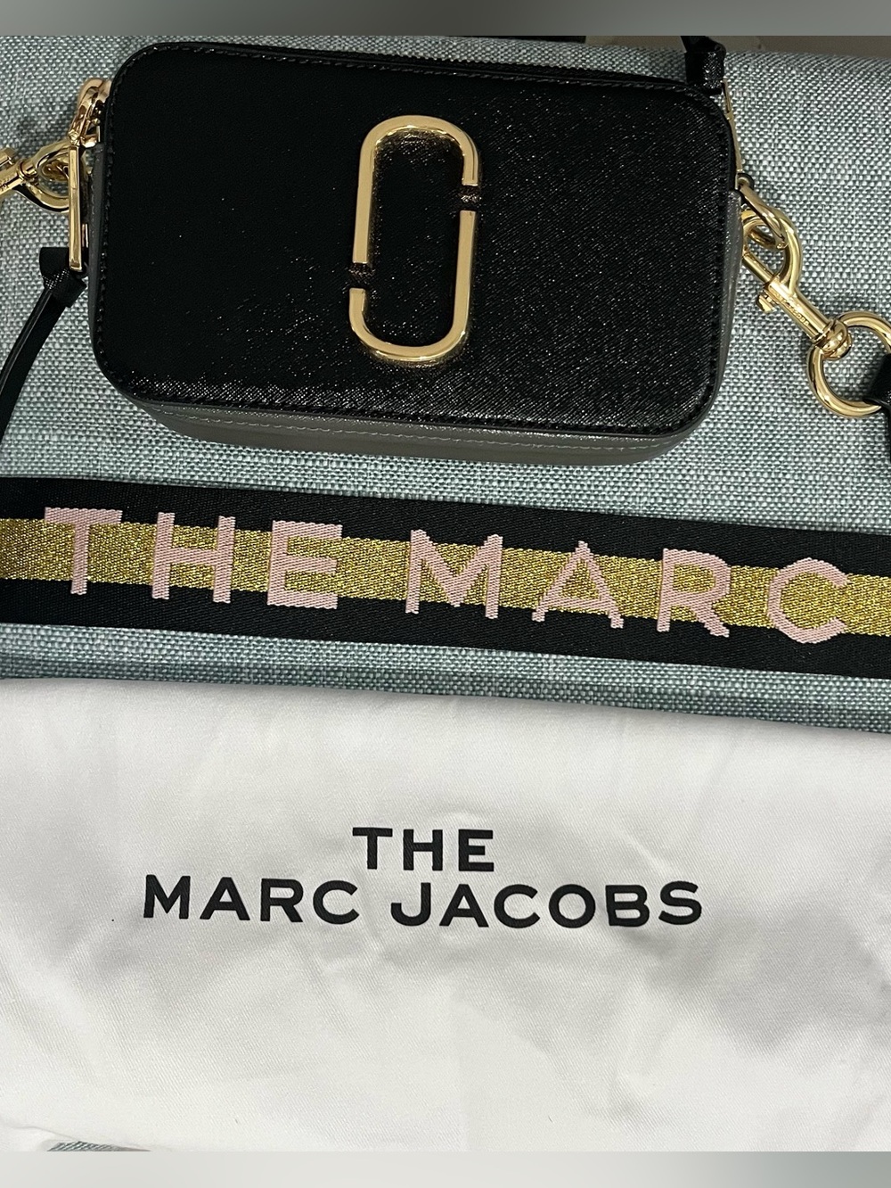 Marc Jacob’s Black Snapshot Camera Bag with Gold Hardware